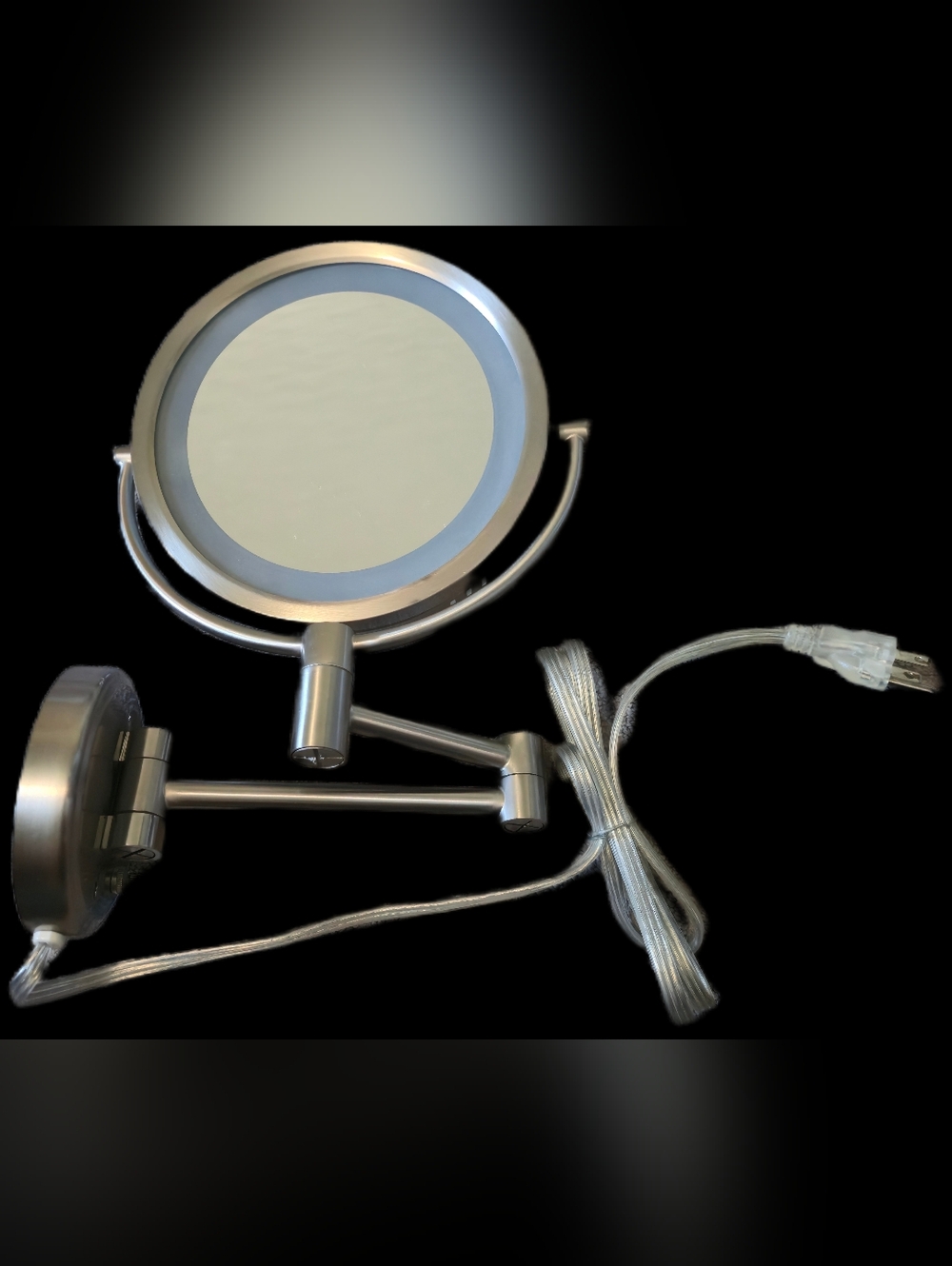 Wall Mounted Mirror with LED Lighting, 8x Magnification, Chrome Finish HL75C